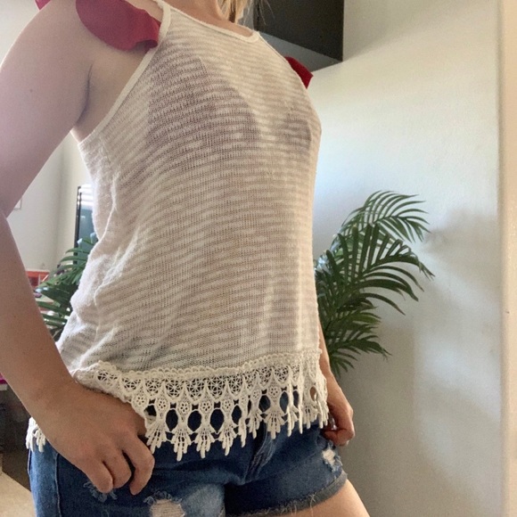 Knit creamy white tank top boho - Picture 6 of 8